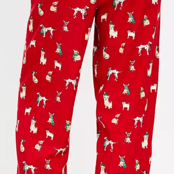 ANN TAYLOR LOFT WOMEN'S HOLIDAY DOG PAJAMA PANTS:NWT TANGO RED/MULTI  LARGE - Picture 3 of 9